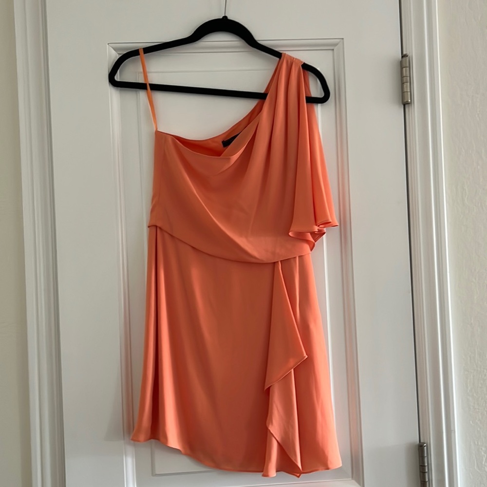 Bright nectar BCBG one shoulder chiffon dress, size 2